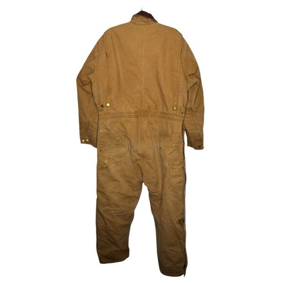 CARHARTT / vintage tan duck canvas fully quilt lined workwear coveralls / 48R - Picture 2 of 16